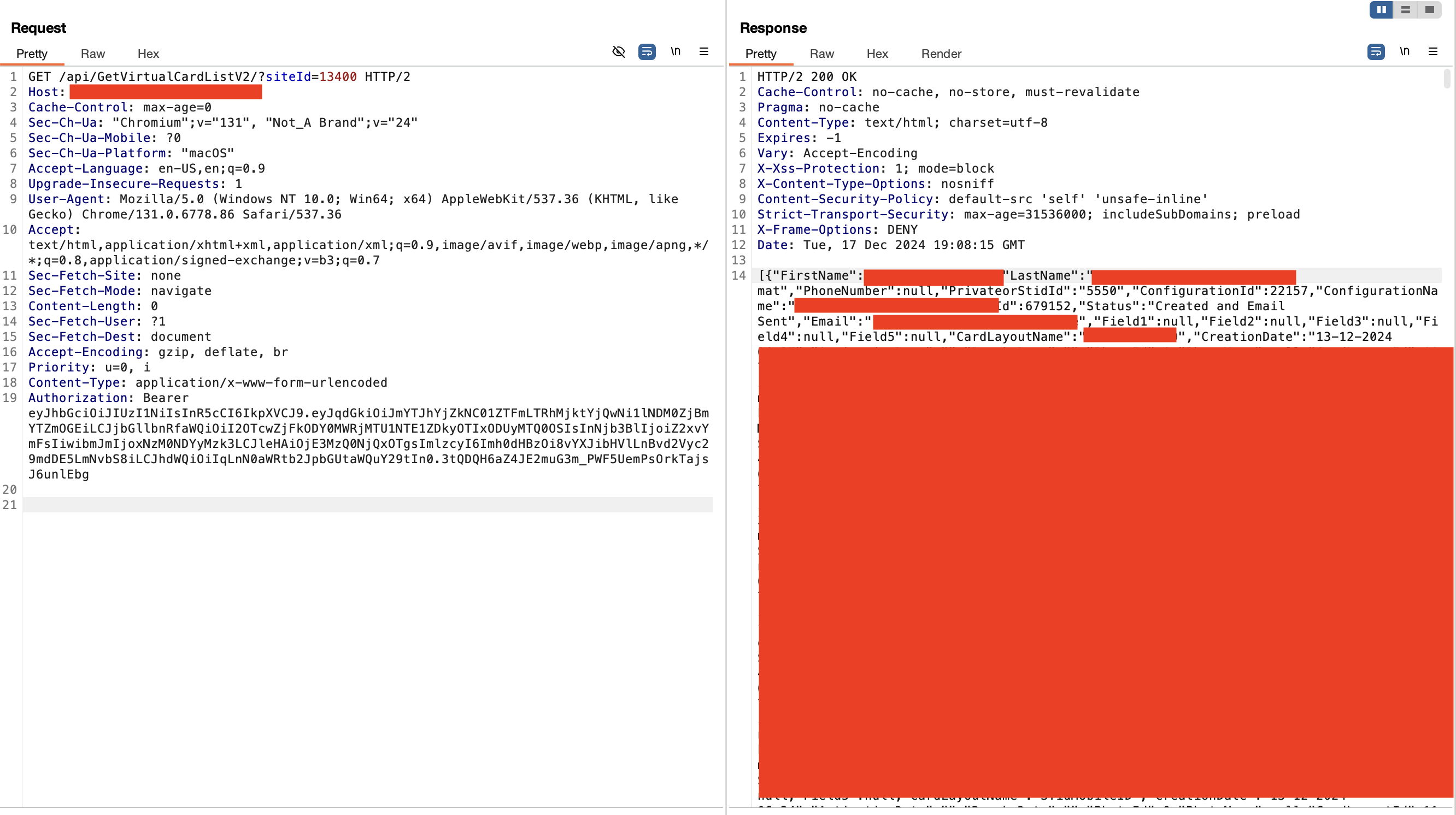 PII data exposure